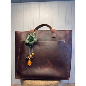 Flower Purse Charm Genuine Leather Green Flower Green Bag Charm NEW FAST SHIP